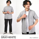 グレー×ホワイト | 半袖シャツ メンズ 綿麻 | LUXSTYLE