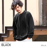 ブラック | メンズトレーナー クルーネック ステッチ加工 | LUXSTYLE