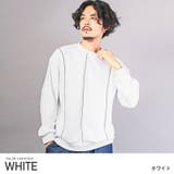 ホワイト | メンズトレーナー クルーネック ステッチ加工 | LUXSTYLE