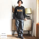 【胸ブラシロゴ刺繍裏毛トレーナー】メンズトレーナー クルーネック オーバーサイズ | LUXSTYLE | 詳細画像5 