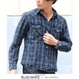 ブルー×ホワイト | 長袖シャツ メンズ チェック柄 | LUXSTYLE