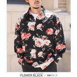 花柄ブラック | 長袖シャツ メンズ レディース | LUXSTYLE
