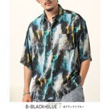 Bブラック×ブルー | 半袖シャツ カジュアルシャツ メンズシャツ | LUXSTYLE