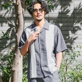 ネイビー×ホワイト | ボトムス別売り 半袖シャツ 開襟シャツ | LUXSTYLE