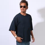 ネイビー | サマーニット Tシャツ 5分袖 | LUXSTYLE