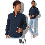 ネイビー | イタリアンカラーシャツ メンズ 長袖 | LUXSTYLE