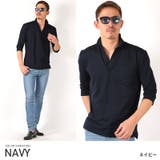 ネイビー | イタリアンカラー ポロシャツ 7分袖ポロ | LUXSTYLE