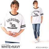 ホワイト×ネイビー | Tシャツ メンズ 半袖 | LUXSTYLE