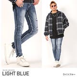 ライトブルー | スキニーパンツ サイドライン デニム | LUXSTYLE