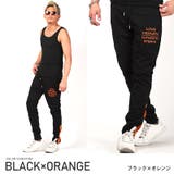 ブラック×オレンジ | ジャージパンツ メンズ サイドライン | LUXSTYLE