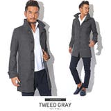 ツイードグレー | イタリアンカラー コート メンズ | LUXSTYLE