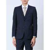 光沢ストレッチ スリムフィット 2ボタン3ピーススーツ ヘリンボン紺 | TAKA-Q MEN | 詳細画像4 