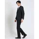 超光沢ストレッチ スリムフィット 2ボタン3ピーススーツ ジオメトリック紺 | TAKA-Q MEN | 詳細画像2 