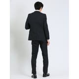 超光沢ストレッチ スリムフィット 2ボタン3ピーススーツ ジオメトリック紺 | TAKA-Q MEN | 詳細画像3 