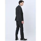 超光沢ストレッチ スリムフィット 2ボタン3ピーススーツ 杢グレー | TAKA-Q MEN | 詳細画像3 