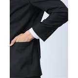 光沢ストレッチ スリムフィット 2ボタン3ピーススーツ ジオメトリック黒 | TAKA-Q MEN | 詳細画像8