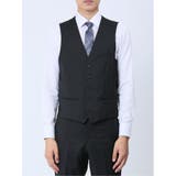 光沢ストレッチ スリムフィット 2ボタン3ピーススーツ ジオメトリック黒 | TAKA-Q MEN | 詳細画像9