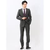 06グレー | 光沢ウール混ストレッチ スリムフィット 2ボタン2ピーススーツ | TAKA-Q MEN