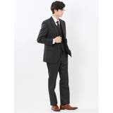 光沢ウール混 スリムフィット 2ボタン3ピーススーツ メランジ紺 | TAKA-Q MEN | 詳細画像4