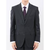 光沢ウール混 スリムフィット 2ボタン3ピーススーツ メランジ紺 | TAKA-Q MEN | 詳細画像5