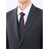 光沢ウール混 スリムフィット 2ボタン3ピーススーツ メランジ紺 | TAKA-Q MEN | 詳細画像8