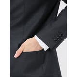 光沢ウール混 スリムフィット 2ボタン3ピーススーツ メランジ紺 | TAKA-Q MEN | 詳細画像9