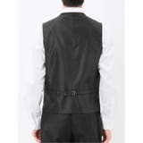 光沢ウール混 スリムフィット 2ボタン3ピーススーツ シャドーストライプ黒 | TAKA-Q MEN | 詳細画像12