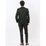 光沢ウール混 スリムフィット 2ボタン3ピーススーツ シャドーストライプ黒 | TAKA-Q MEN | 詳細画像2