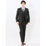 光沢ウール混 スリムフィット 2ボタン3ピーススーツ シャドーストライプ黒 | TAKA-Q MEN | 詳細画像4