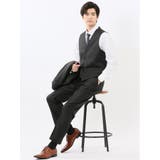 05黒 | 光沢ウール混 スリムフィット 2ボタン3ピーススーツ シャドーストライプ黒 | TAKA-Q MEN