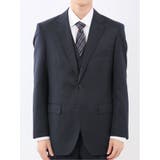 光沢ウール混 レギュラーフィット 2ボタン3ピーススーツ ツイル紺 | TAKA-Q MEN | 詳細画像4