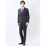 Woolen Tec On スリムフィット 2ボタン2ピーススーツ チェック紺 | TAKA-Q MEN | 詳細画像1 