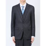 光沢ウール混 スリムフィット 2ボタン3ピーススーツ 組織紺 | TAKA-Q MEN | 詳細画像4 