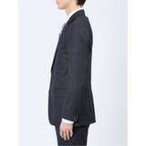 光沢ウール混 スリムフィット 2ボタン3ピーススーツ 組織紺 | TAKA-Q MEN | 詳細画像5 