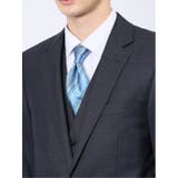 光沢ウール混 スリムフィット 2ボタン3ピーススーツ 組織紺 | TAKA-Q MEN | 詳細画像7 