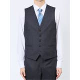 光沢ウール混 スリムフィット 2ボタン3ピーススーツ 組織紺 | TAKA-Q MEN | 詳細画像9 