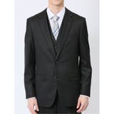 光沢ウール混 スリムフィット 2ボタン3ピーススーツ 千鳥黒 | TAKA-Q MEN | 詳細画像4 