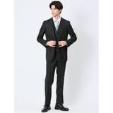 05黒 | 光沢ウール混 スリムフィット 2ボタン3ピーススーツ 千鳥黒 | TAKA-Q MEN
