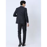 光沢ウール混 スリムフィット 2ボタン3ピーススーツ シャドーストライプ紺 | TAKA-Q MEN | 詳細画像3