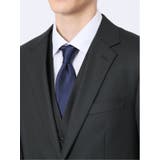 光沢ウール混 レギュラーフィット 2ボタン3ピーススーツ ストライプ黒 | TAKA-Q MEN | 詳細画像7