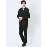 ストレッチウォッシャブル スリムフィット 2ボタン3ピーススーツ 組織黒 | TAKA-Q MEN | 詳細画像1 
