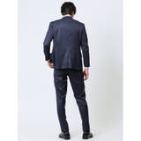 光沢ウール混 スリムフィット 2ボタン3ピーススーツ 組織青 | TAKA-Q MEN | 詳細画像3