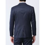 光沢ウール混 スリムフィット 2ボタン3ピーススーツ 組織青 | TAKA-Q MEN | 詳細画像6