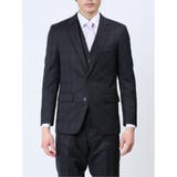 光沢ウール混 スリムフィット 2ボタン3ピーススーツ シャドーチェック紺 | TAKA-Q MEN | 詳細画像4