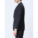 光沢ウール混 スリムフィット 2ボタン3ピーススーツ シャドーチェック紺 | TAKA-Q MEN | 詳細画像5