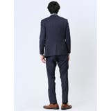 光沢ウール混 スリムフィット 2ボタン3ピーススーツ シャドーストライプ紺 | TAKA-Q MEN | 詳細画像3