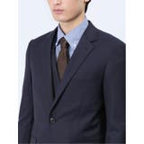 光沢ウール混 スリムフィット 2ボタン3ピーススーツ シャドーストライプ紺 | TAKA-Q MEN | 詳細画像7