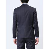 光沢ウール混 スリムフィット 2ボタン3ピーススーツ ウィンドペン青 | TAKA-Q MEN | 詳細画像6