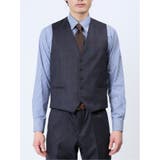 光沢ウール混 スリムフィット 2ボタン3ピーススーツ ウィンドペン青 | TAKA-Q MEN | 詳細画像9