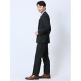 ウール混 スリムフィット 2ボタン2ピーススーツ ストライプ黒 | TAKA-Q MEN | 詳細画像2